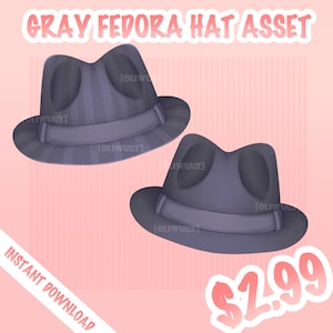 HQ Fedora Hat Vtuber Asset, Vtuber Cool Accessory, Un-Rigged Vtuber Head Item Ready to Use, Vtuber Funny Asset, Cute Funny Hat Vtuber Asset