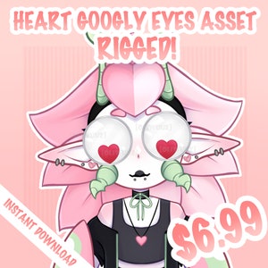 HQ Heart Googly Eyes Asset, Vtuber Funny Accessory, Rigged Vtuber Accessory Ready to Use, Vtuber Country Asset, Cute Vtube Studio Asset