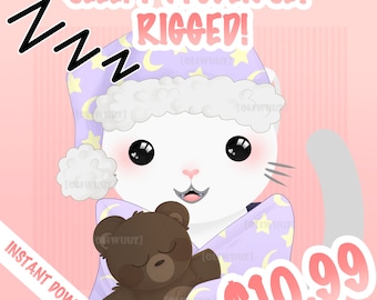HQ Rigged Sleepy Vtuber Asset Set, Vtuber Bedtime Accessory, Rigged Vtuber Accessory Ready to Use, Vtuber Cute Item, Cute Vtube Studio Asset