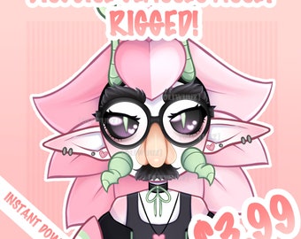 HQ grappige vermomming bril snor-troef, Vtuber-accessoire, opgetuigd Vtuber-gezicht item klaar voor gebruik, Vtuber grappige troef, schattige Vtuber-troef