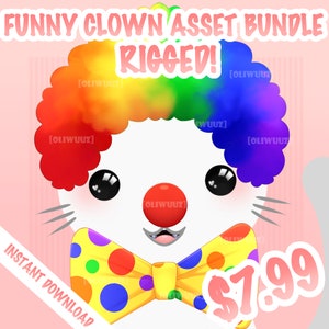 HQ Clown Vtuber Asset Bundle, Vtuber Funny Accessory, Rigged Vtuber Accessory Ready to Use, Vtuber Funny Asset, Cute Vtube Studio Asset