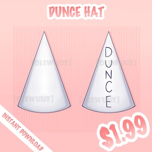 高品質のDunce Hat Vtuber面白いアセット、Vtuberのクールなアクセサリー、すぐに使えるリグなしのVtuber顔アイテム、Vtuber面白いアセット、かわいいVtuberアセット、
