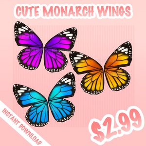HQ Cute Monarch Butterfly Wings Asset, Vtuber Accessory, UnRigged Vtuber Back Item Ready to Use, Vtuber Funny Asset, Cute Vtuber Funny Asset