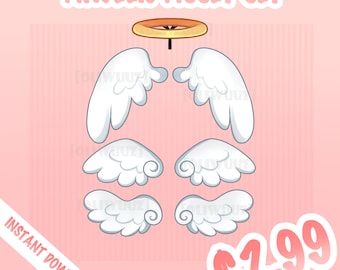 HQ Angel Asset Set, Vtuber Accessory, Un-rigged Vtuber Back Item Ready to Use, Vtuber Funny Asset, Cute Vtuber Funny Asset, Cute Asset