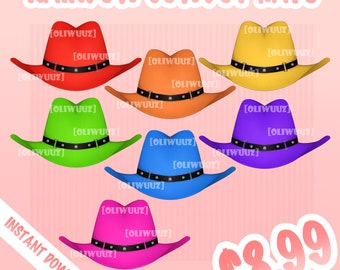 HQ RGB Cowboy Hat Vtuber Asset Bundle, Vtuber Accessory, Un-Rigged Vtuber Facial Item Ready to Use, Vtuber Country Asset, Cute Vtuber Asset