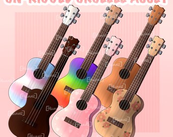 Paquete de activos HQ Ukulele Vtuber, activo de música Vtuber, instrumento Vtuber sin montar listo para usar, activo de concierto Vtuber, instrumento Kawaii Vtuber