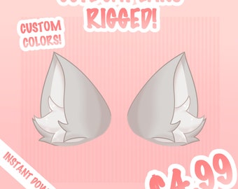 HQ Cute Rigged Cat Ears Asset, Vtuber Accessory, Rigged Vtuber Head Item Ready to Use, Vtuber Cute Animal Asset, Cute Vtuber Funny Asset