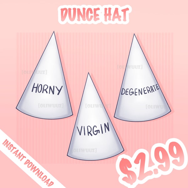 HQ Dunce Hat Vtuber Funny Assets, Vtuber Cool Accessory, Un-Rigged Vtuber Facial Item Ready to Use, Vtuber Funny Asset, Cute Vtuber Asset,