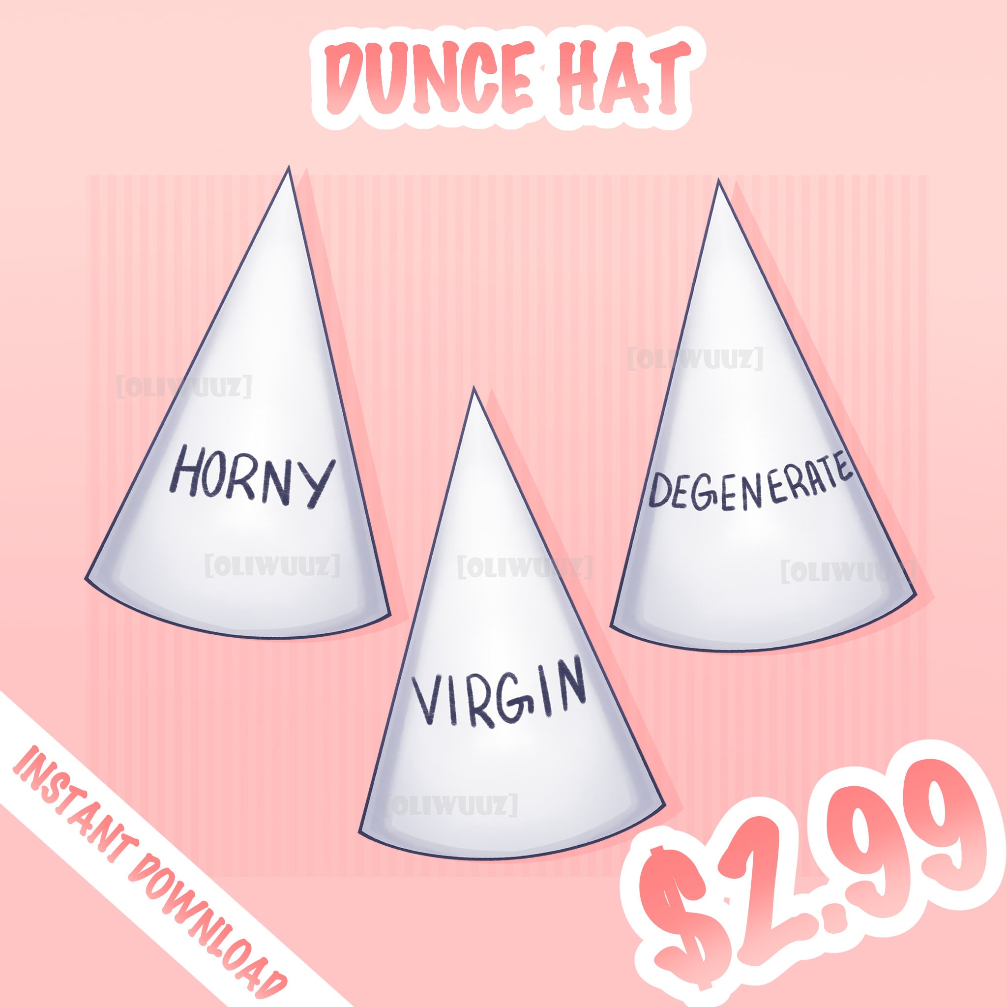 HQ Dunce Hat Vtuber Funny Assets, Vtuber Cool Accessory, Un-Rigged Vtuber Facial Item Ready to Use, Vtuber Funny Asset, Cute Vtuber Asset,