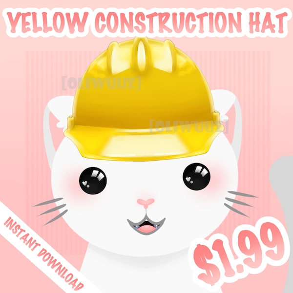 HQ Construction Hat Vtuber Asset, Vtuber Cool Accessory, Un-Rigged Vtuber Facial Item Ready to Use, Vtuber Funny Asset, Cute Vtuber Asset