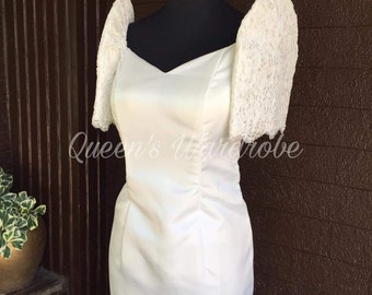 White Filipiniana With Corded Lace Sleeves