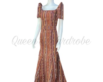 Inabel Filipiniana Serpentina Gown With Ethnic Design