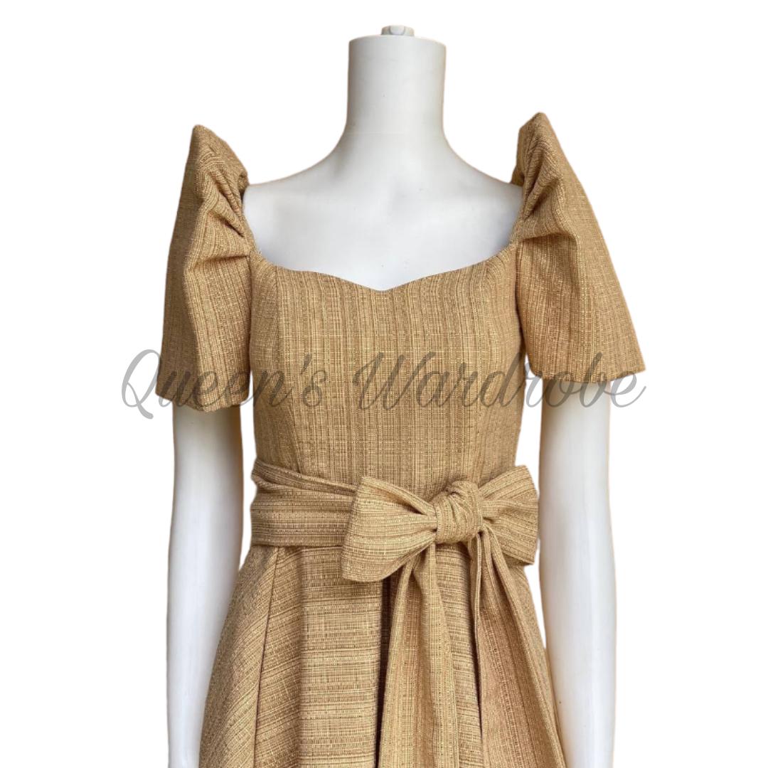 filipiniana dress brown Filipiniana Double Layer Maxi Dress