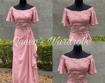 Chiffon Oldrose Long gown for Mother/Sponsor formal Dress