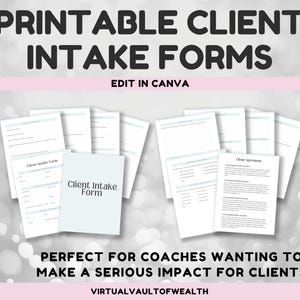 10-Page Editable Intake Form for Coaches | Minimalist Design | Printable & Professional Client Form