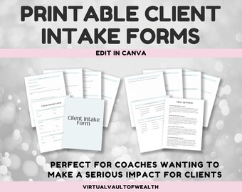 10-Page Editable Intake Form for Coaches | Minimalist Design | Printable & Professional Client Form
