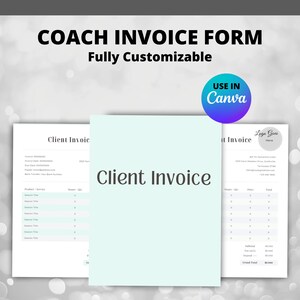 Minimalistisches Coach Rechnungsformular - Bearbeitbare Canva Vorlage | Pastell Töne Business Rechnung Printable