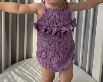 Baby knit romper in pure cotton made to order for toddler girl clothes summer