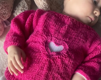 Warm baby clothes Girl first birthday gift Hand knitted baby sweater Merino sweater Pink knit sweater Soft wool sweater Baby girl sweater