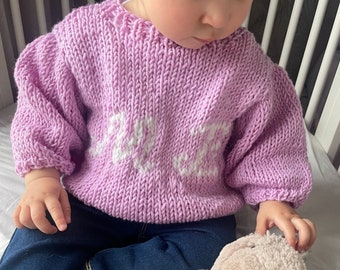 Vêtements bébé fille hiver Pull personnalisé bébé fille Vêtements chauds pour bébé Pull en tricot bébé fille Pull prénom bébé mérinos Doit avoir bébé