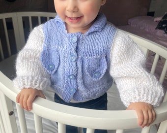 Baby jean jacket Baby cardigan knit Baby merino Knitted baby outfit Baby girl jacket Custom baby cardigan Must have baby Baby clothes girl