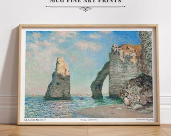 The Cliffs at Etretat Monet Wall Art Print Vintage Coastal Landscape Oil Painting Seascape Poster Mid Century Aesthetic Living Room Decor#91