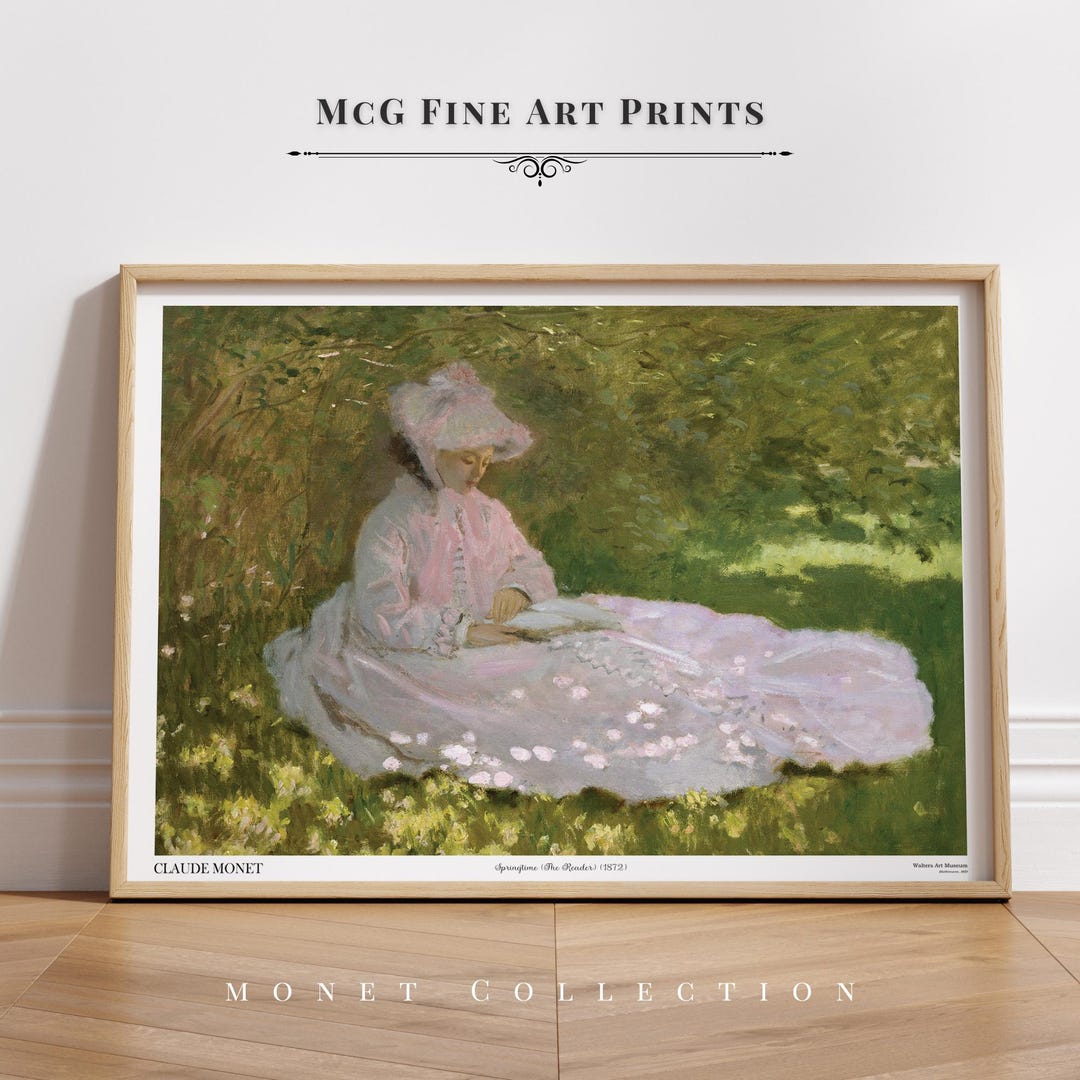 Springtime the Reader Monet Gallery Wall Art Print Vintage Floral