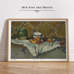 Stillleben mit Glasbecher und Äpfeln Galerie Wand Kunst Food Print Vintage Ölgemälde Obst Poster Mid Century Ästhetisch Wohnzimmer Dekor #040