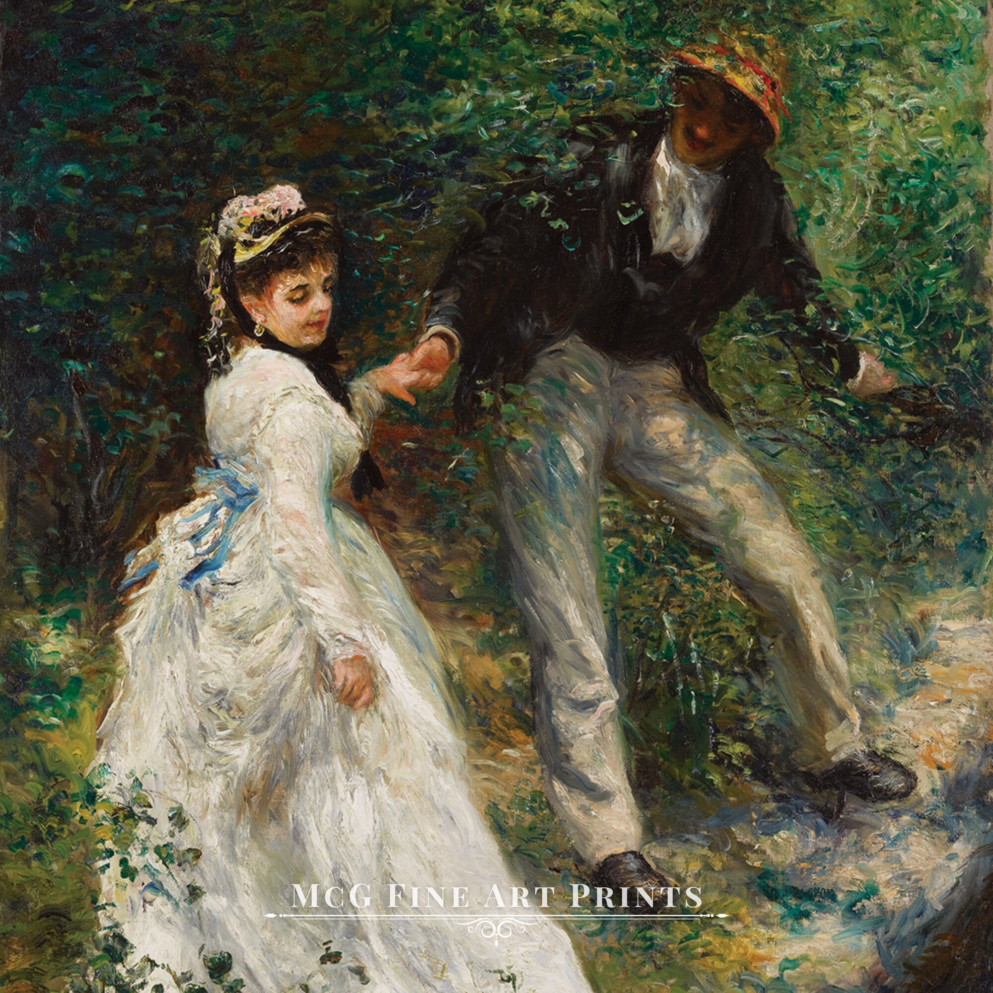 La Promenade Renoir Gallery Wall Art Print Vintage Couple Oil