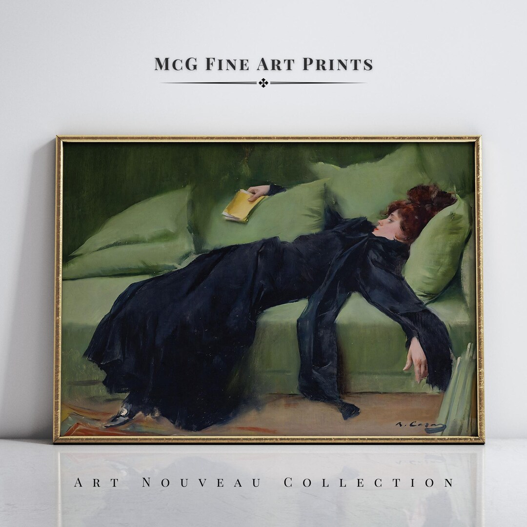 Decadent Young Woman After the Dance Gallery Wall Art Nouveau Print Mid ...