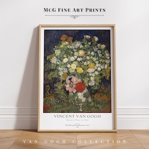Bouquet of Flowers in a Vase Van Gogh Gallery Wall Art Poster Print Vintage Floral Painting Aesthetic  Living Room Rustic Home Decor|PWA#357