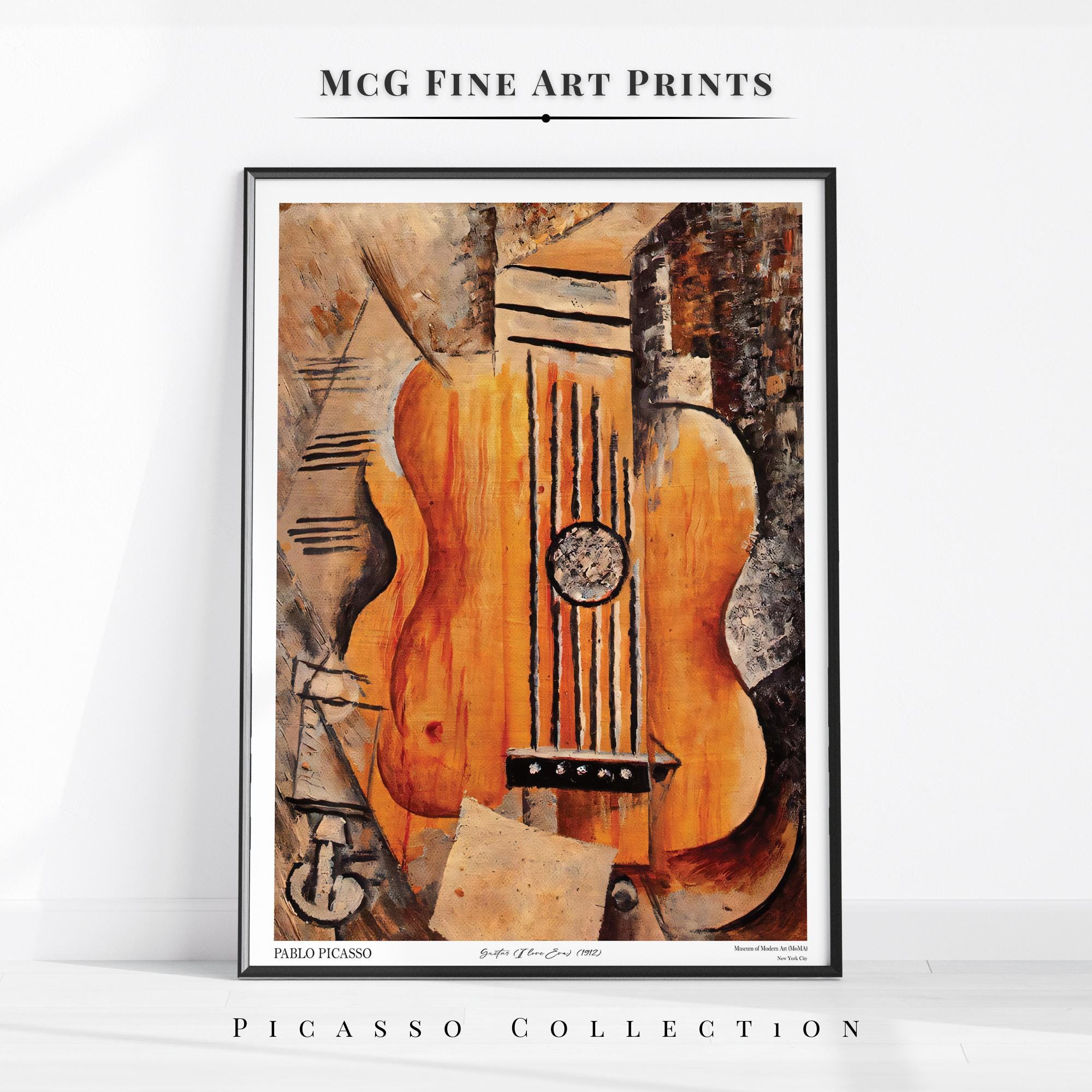 Guitar I Love Eva Picasso Gallery Wall Art Print Mid Century