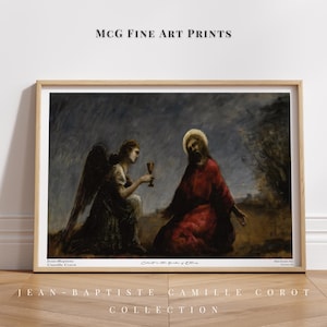 Christ in the Garden of Olives Gallery Wall Art Print Mid Century Christian Oil Painting Jesus Poster Aesthetic Living Room Home Decor|#1052