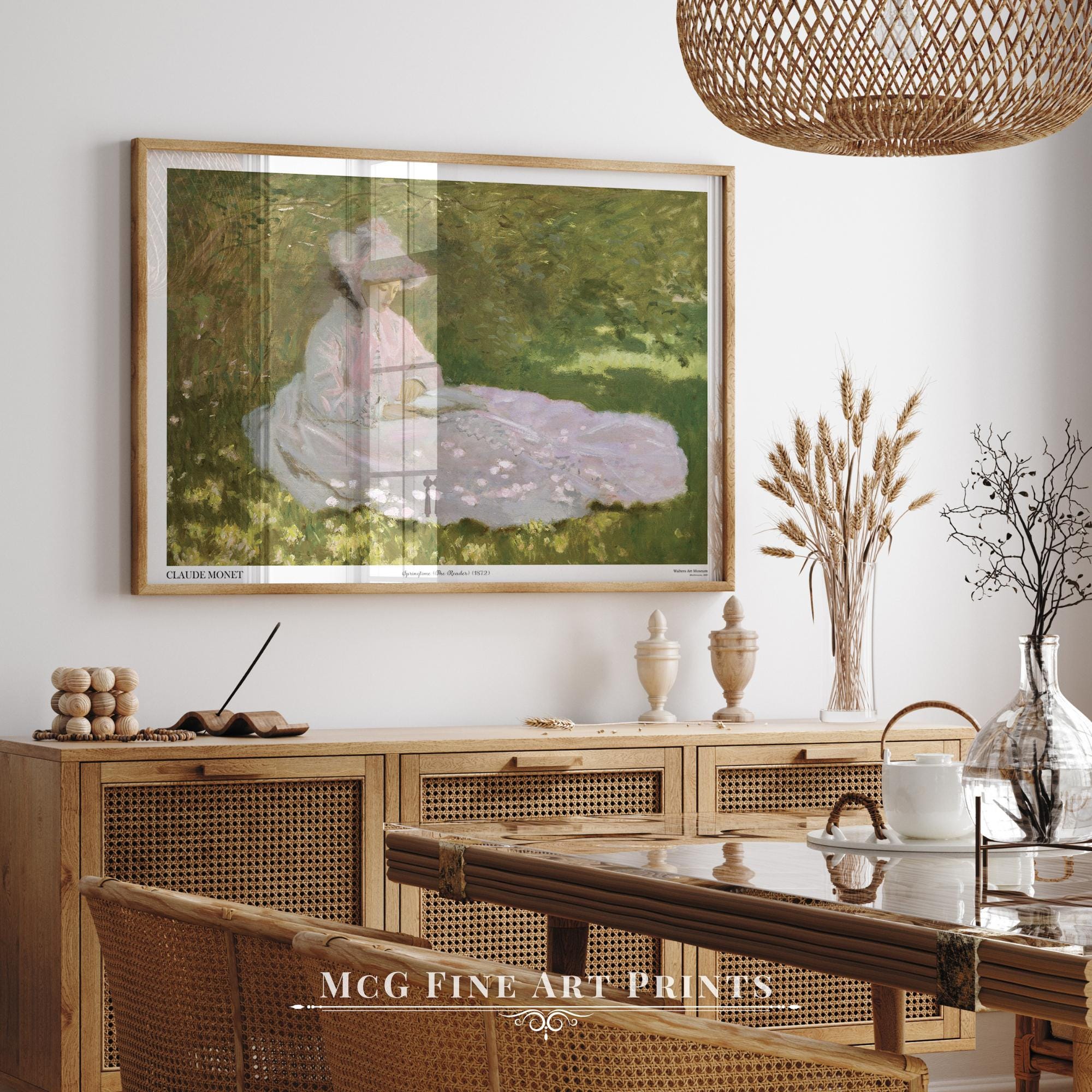 Springtime the Reader Monet Gallery Wall Art Print Vintage Floral