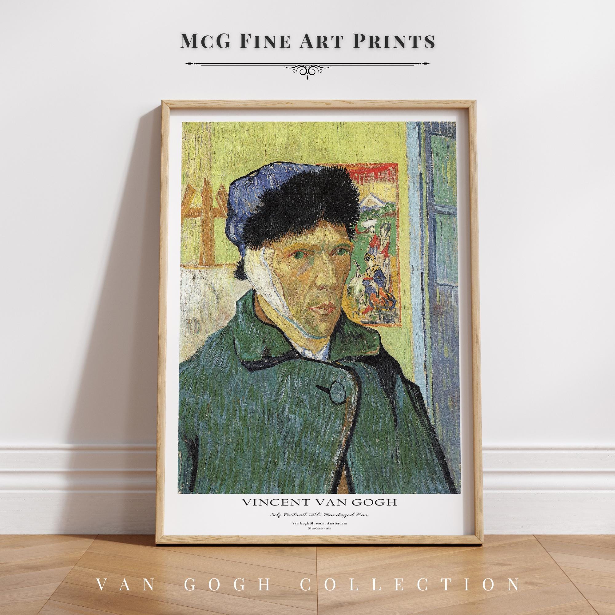 【絵画】真正★アイヴィント・アール★『グリーンミスト』鑑定書付 Van Gogh Self Portrait with Bandaged Ear Art Print Moody