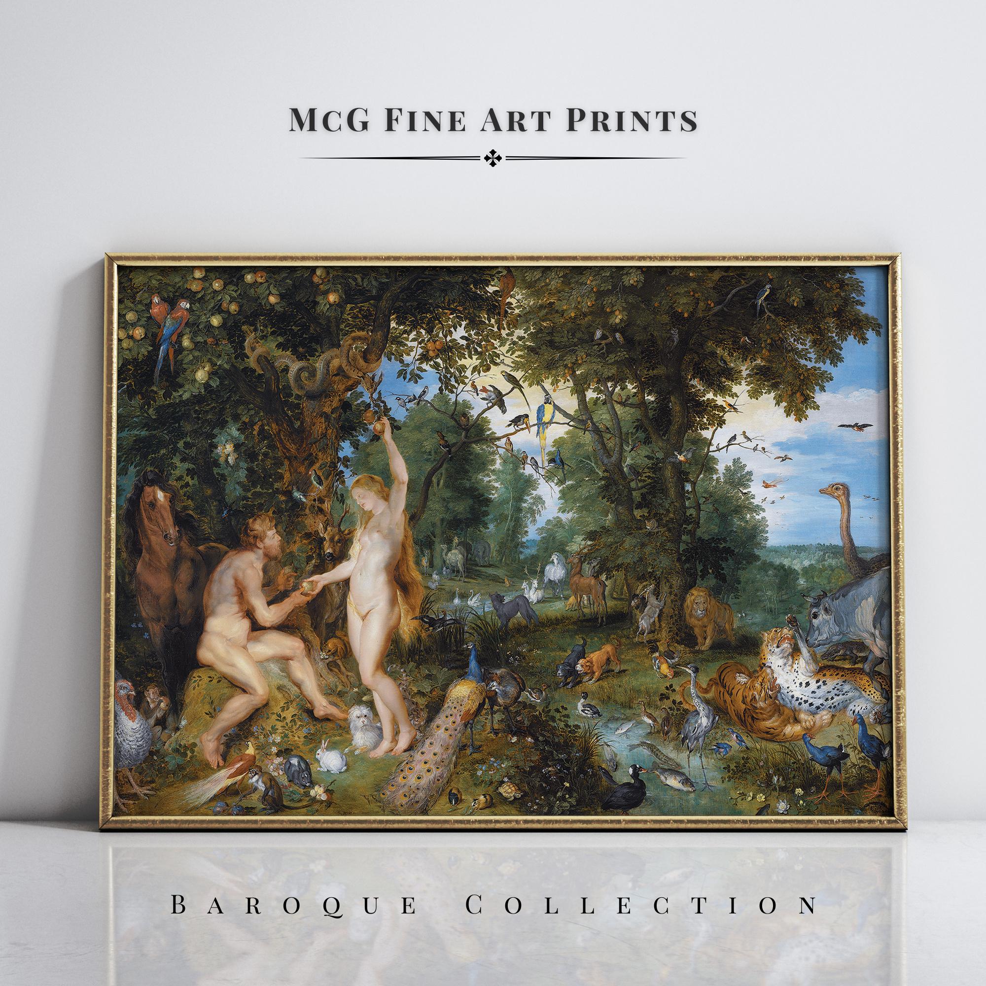 Tableau Toile 'Adam Et Eve Au Paradis' D'après David Teniers Le Jeune - Prêt à Accrocher