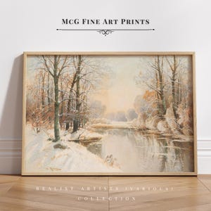 Winter at Spreewald Gallery Wall Art Print Vintage Forest Landscape Painting Riverside Snow Trees Poster Aesthetic Living Room Decor#2040