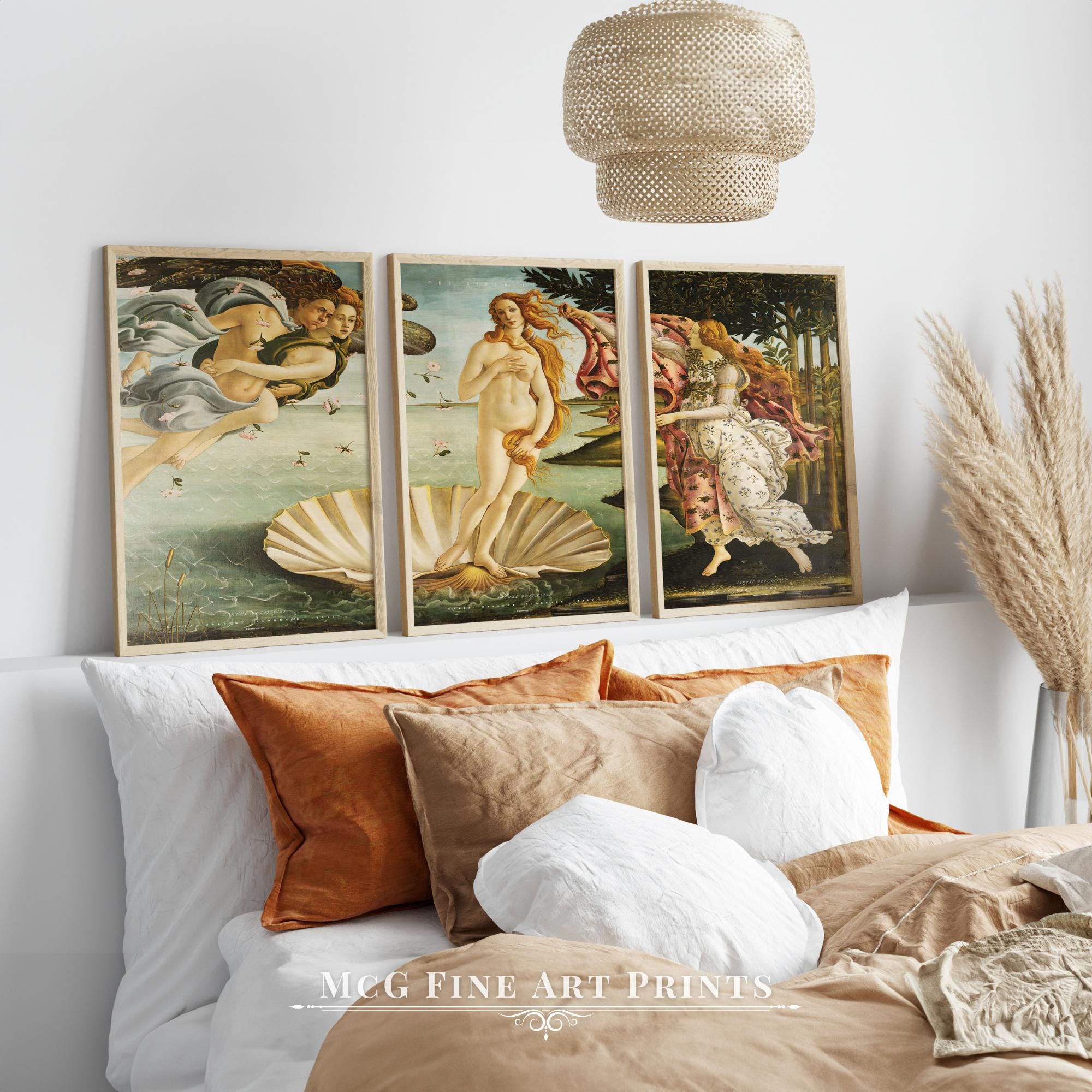 The Birth of Venus Art Print Set of 3 Vintage Wall Decor Antique Greek ...