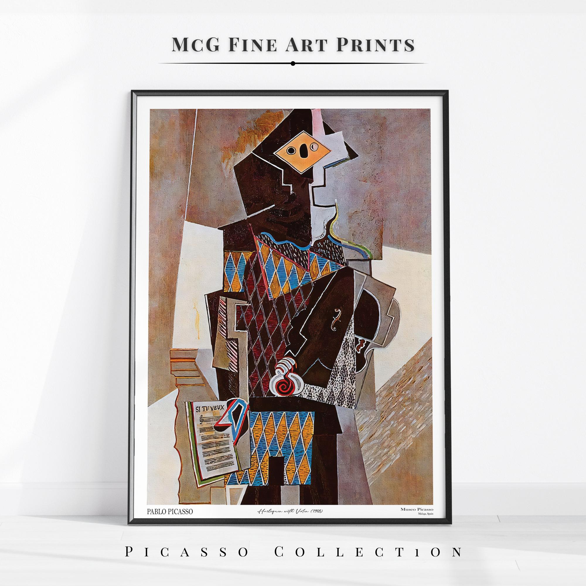 Harlequin With Violin Picasso Gallery Wall Art Print Mid