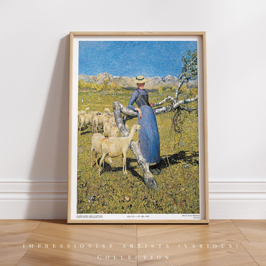 High Noon in the Alps Gallery Wall Art Print Vintage Aesthetic Alpine Mountain Landscape Oil Painting Woman Shepherd With Sheep Poster1664 - Etsy Japan