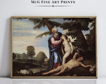 La création d'Eve impression d'art antique galerie chrétienne décoration murale histoire biblique peinture à l'huile affiche téléchargement numérique | # 625