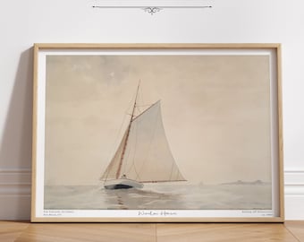Sailing off Gloucester Watercolor Nautical Landscape Painting Wall Art Print Aesthetic Vintage Living Room Home Decor Mid Century Art|PWA380