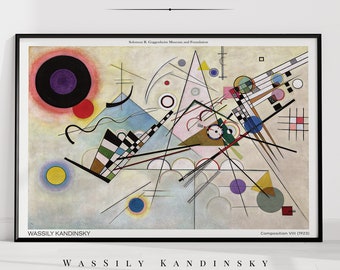 Composition 8 Kandinsky Print Modern Minimalist Gallery Wall Art Bauhaus Poster Abstract Mid Century Boho Aesthetic Living Room Decor|PWA682