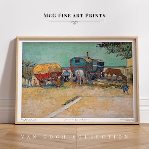 Encampment of Gypsies with Caravans Van Gogh Print Gallery Wall Art Vintage Landscape Oil Painting Poster Aesthetic Living Room Decor#2117