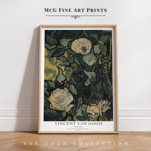 Póster de pintura floral de bodegón vintage con estampado de flores de rosas de Van Gogh, estilo vintage de mediados de siglo, decoración de sala de estar estética n.° 1463