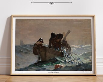 The Herring Net Gallery Wall Art Print Vintage Nautical Landscape Aesthetic Living Room Rustic Home Decor Mid Century Oil Painting|PWA#373