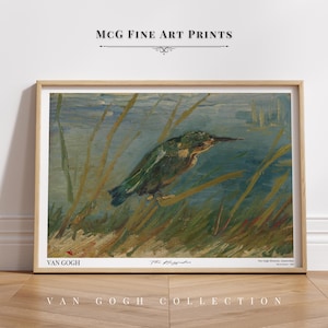 The Kingfisher Van Gogh Gallery Wall Art Print Pintura al óleo vintage Póster de pájaros Estética de mediados de siglo Naturaleza verde Decoración de la sala de estar #1003