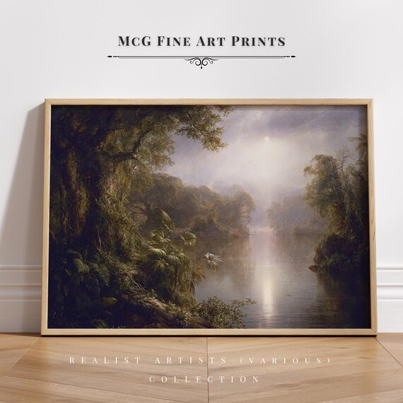 光の川ギャラリー ウォールアートプリント ヴィンテージ 美的 森 風景