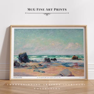 Maré baixa na praia de Port Blanc Galeria da Península de Quiberon Arte de parede Impressão Pintura de paisagem costeira vintage Decoração estética para sala de estar #2247