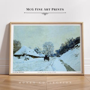 雪に覆われた道の上の荷車 モネ ギャラリー ウォール アート プリント ヴィンテージ 冬景色 油絵 ポスター 美的 リビングルーム 装飾 #2080